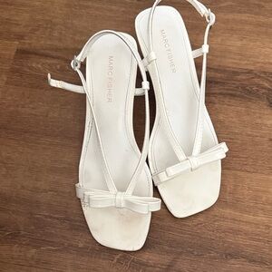 Marc Fisher White Bow Slingback Sandals